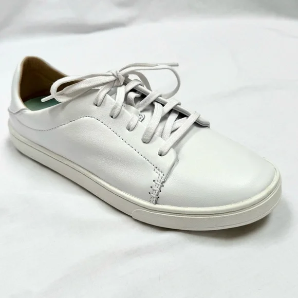 New OluKai Pehuea Li Ili Leather Women’s Slip On In Sneakers Shoes 8.5 White NIB - Picture 4 of 12
